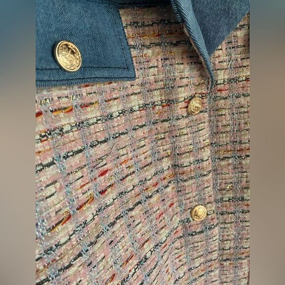 Peekskill Women's denim and tweed-type jacket with gold buttons - Picture 13 of 16